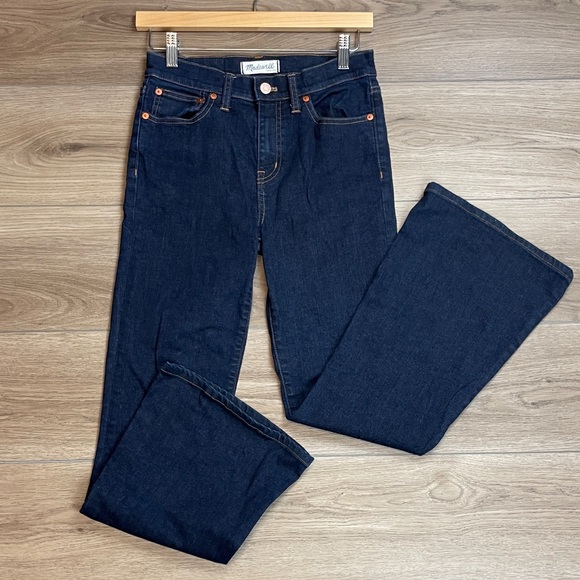 Madewell Flare Leg Jeans Size 26 2 High Rise Dark Wash Denim Flea Market Flare - Picture 1 of 12